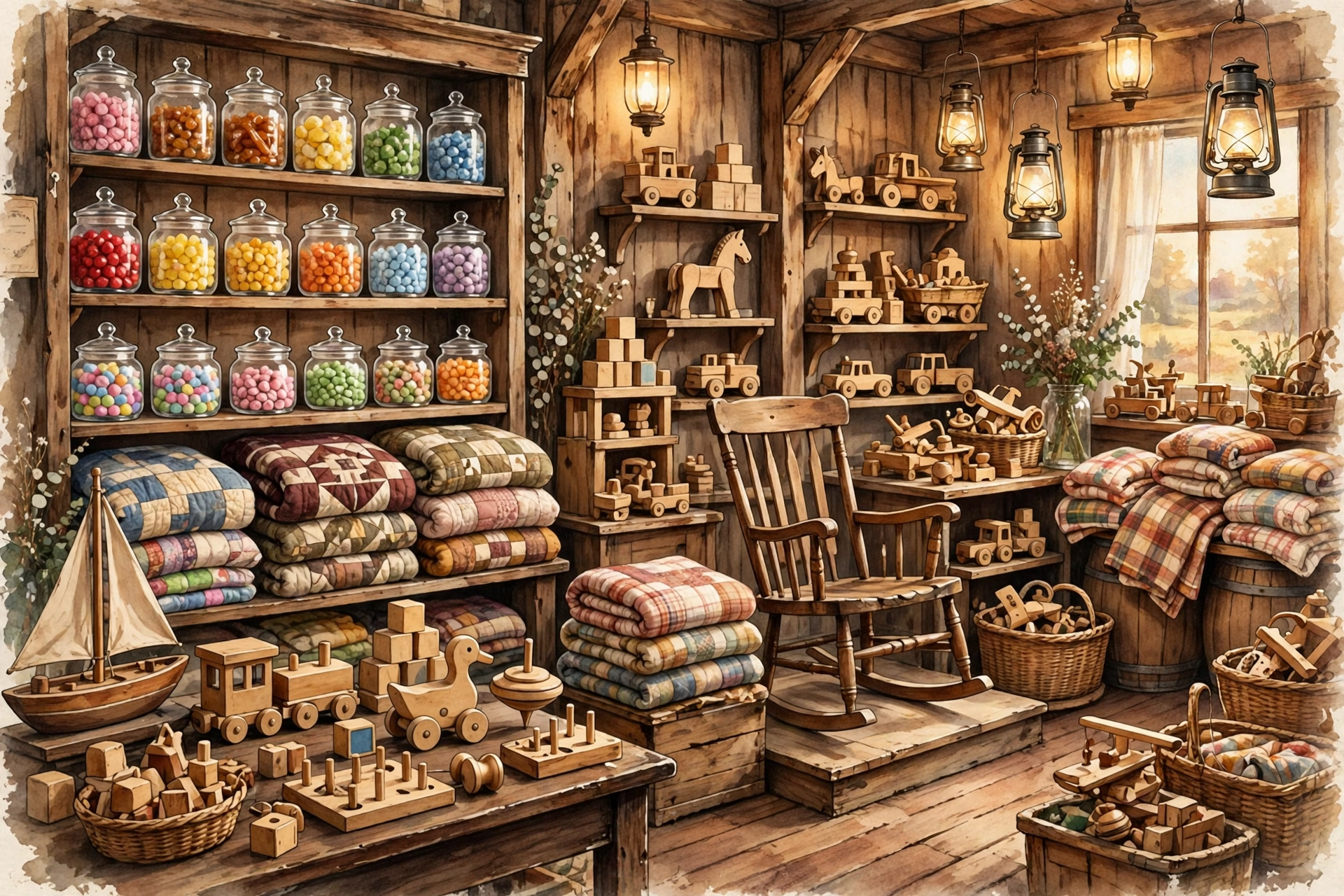 Old-fashioned country store inside Cracker and Barrel restaurant