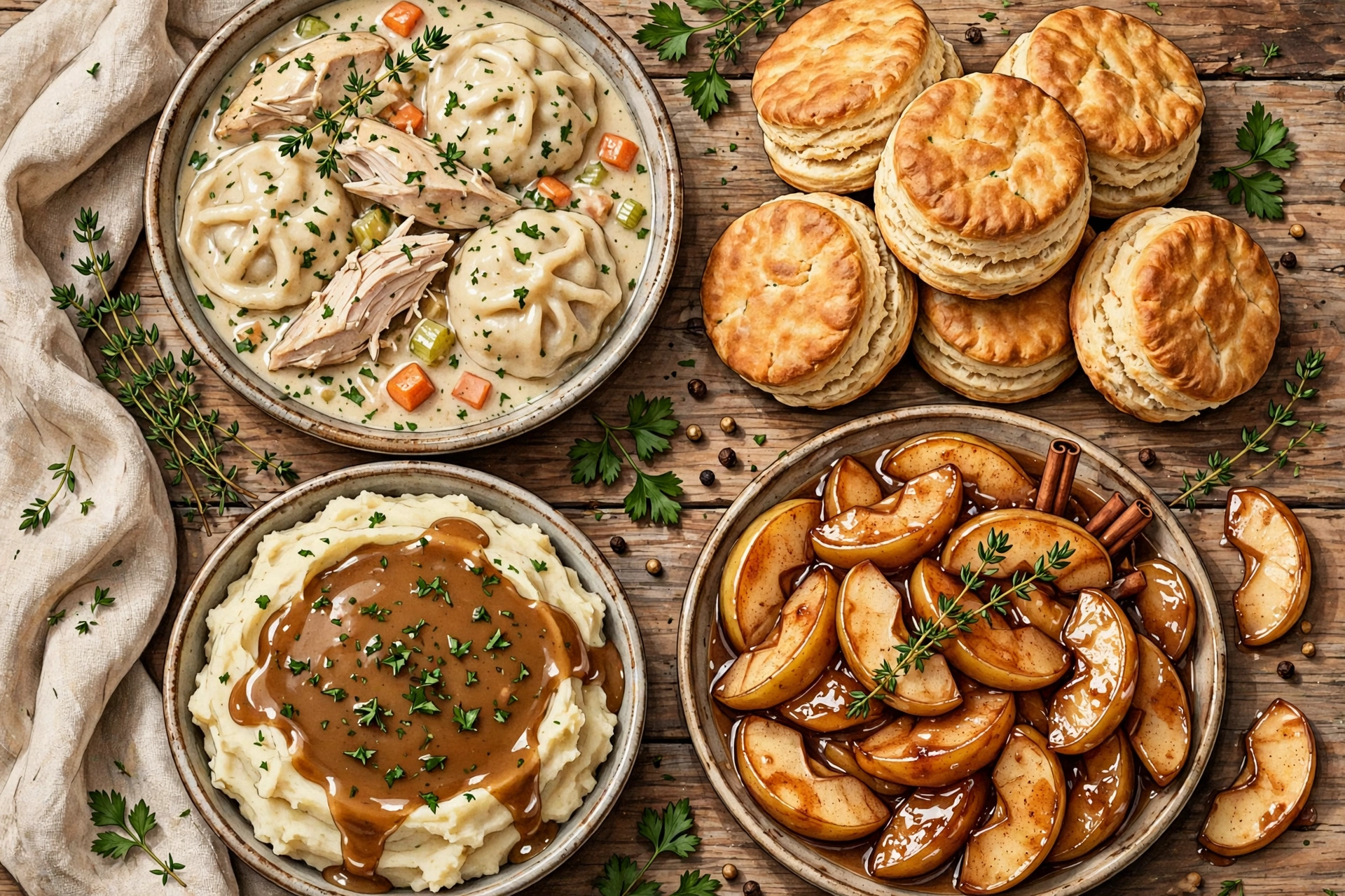Southern comfort food spread at Cracker and Barrel restaurant