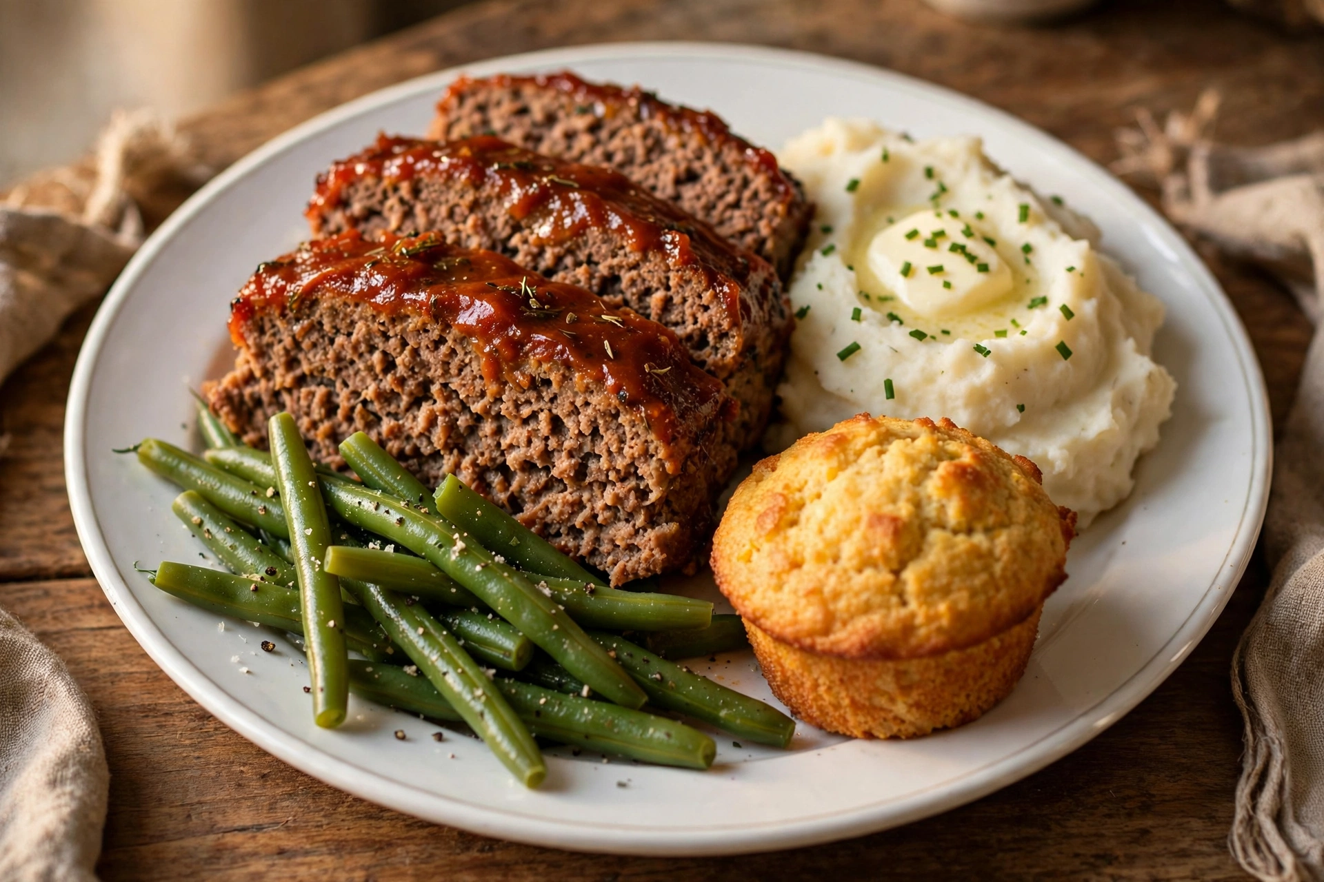 Cracker Barrel daily specials: meatloaf dinner with mashed potatoes and green beans