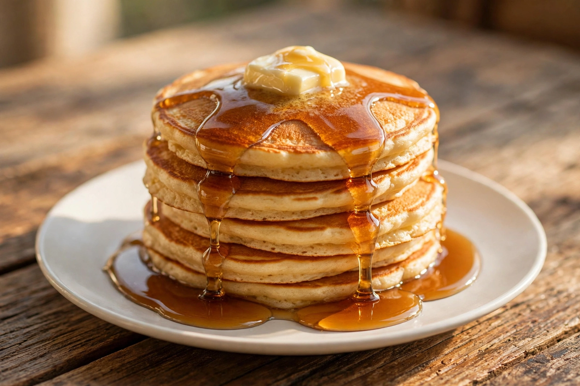 Cracker Barrel for breakfast pancakes with butter and syrup