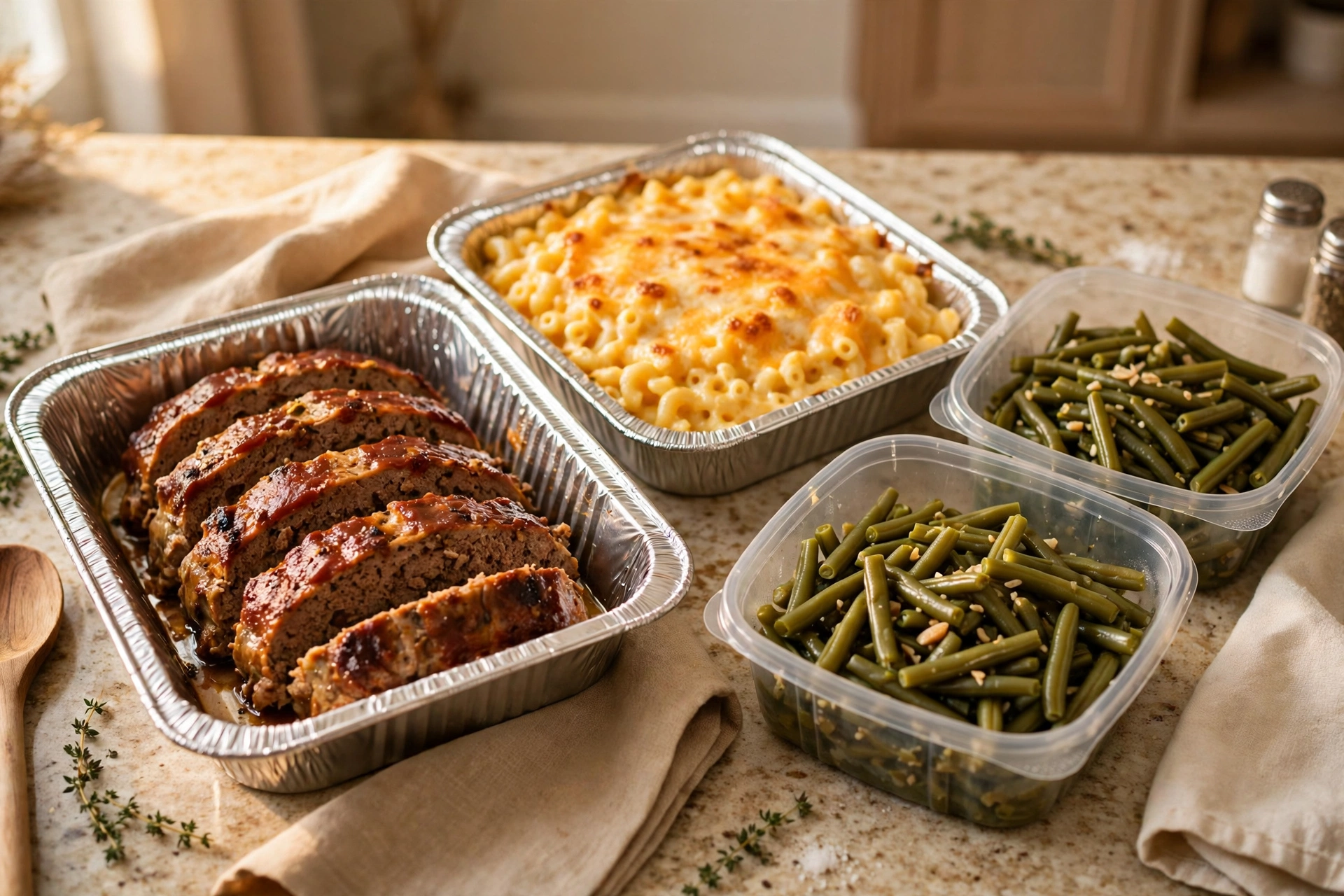 Heat and serve family meal in foil pans ready to reheat